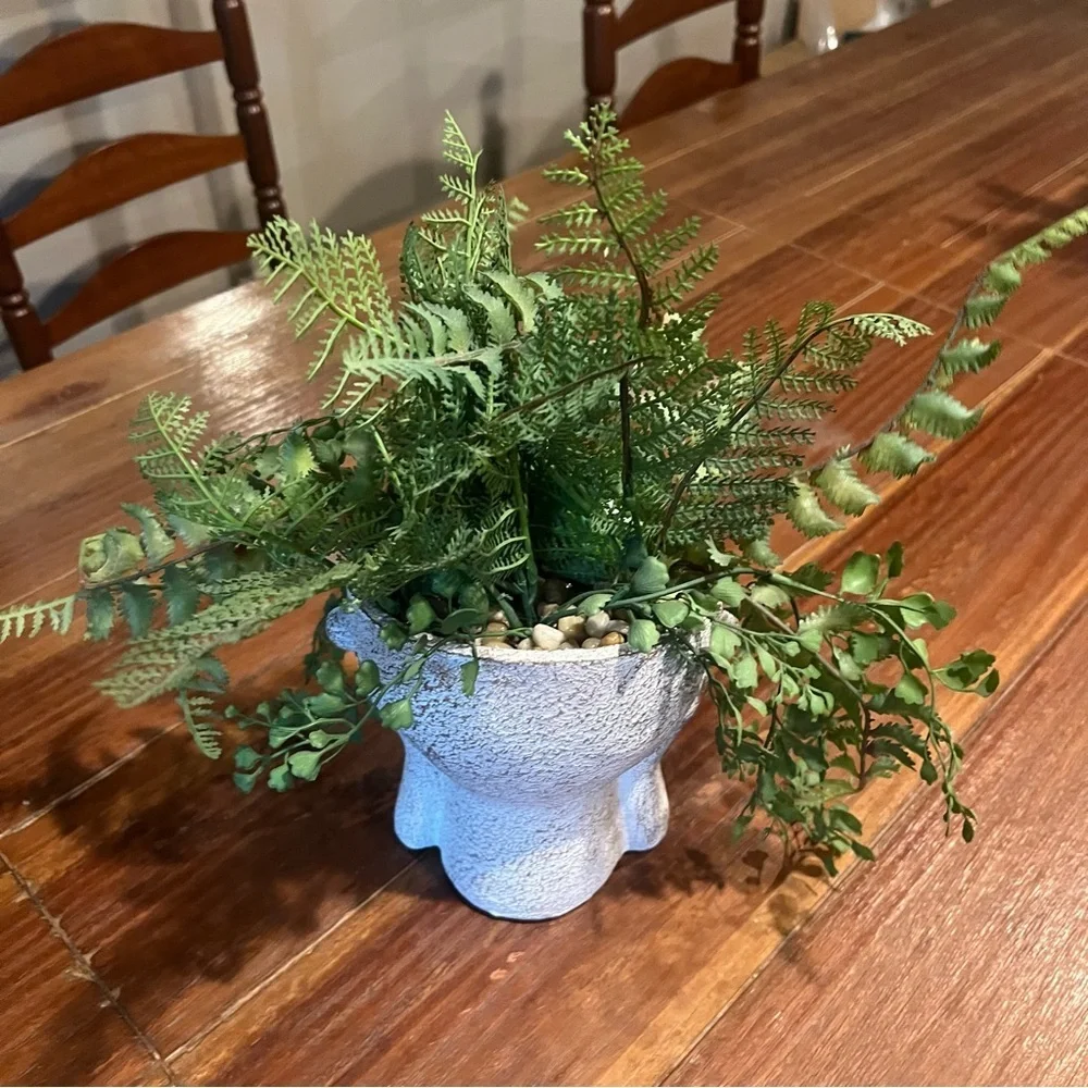 Faux Succulent Arrangement Sleepy Face Planter Pot